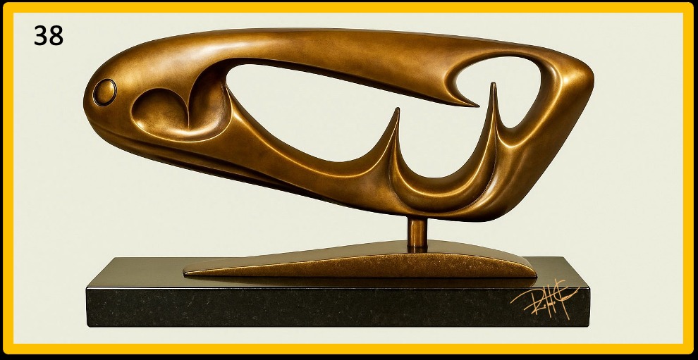 Leviatán — Bronce pulido sobre mármol negro, 2018. Escultura de Roberto Claussen.