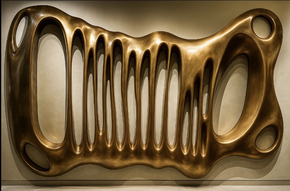 Resonancia — Bronce · relieve mural. Relieve mural de Roberto Claussen.