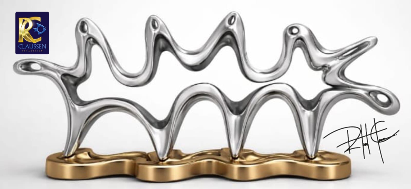 Marea — Acero inoxidable pulido sobre bronce, 2021. Escultura de Roberto Claussen.