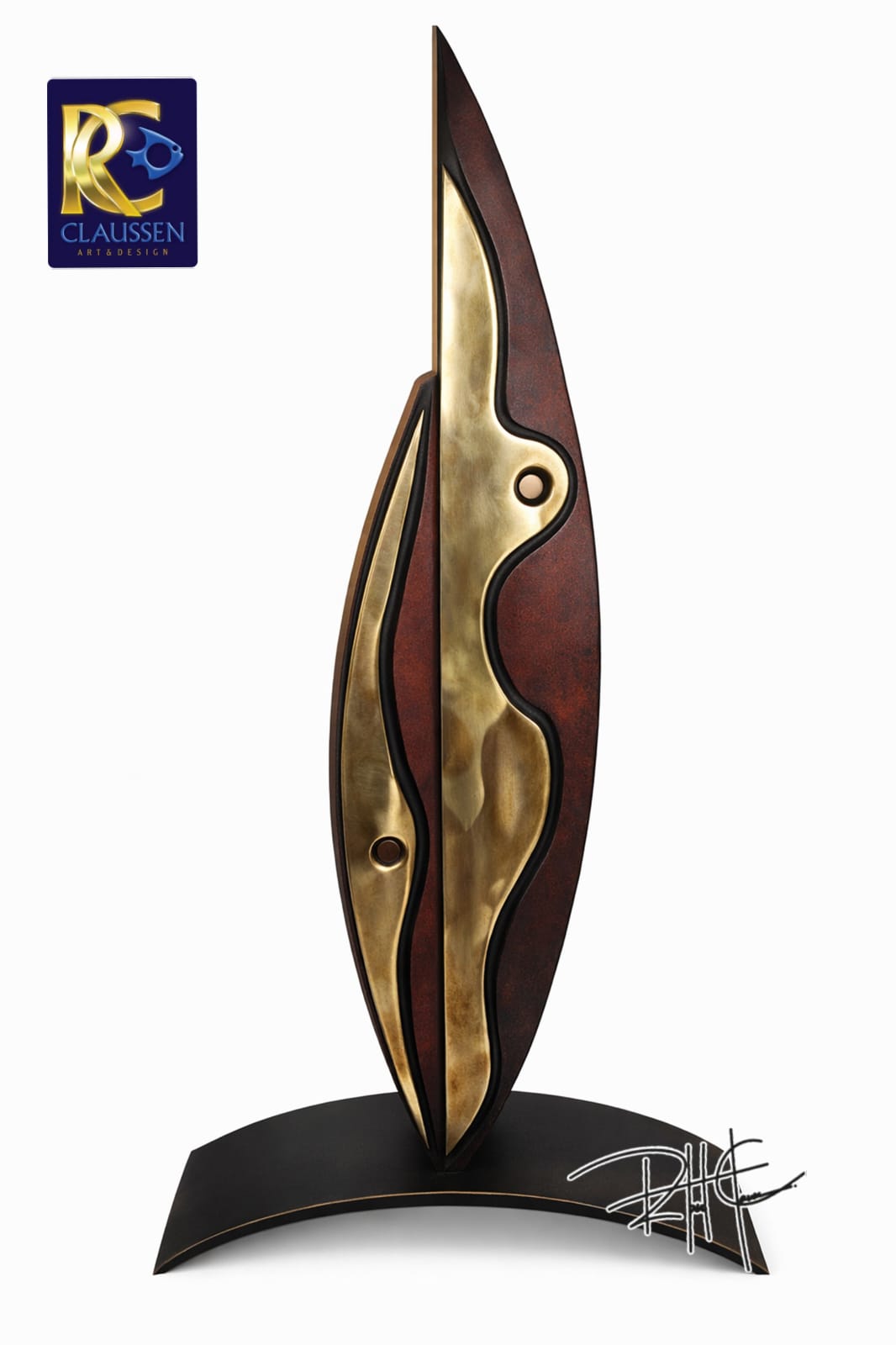 Vela — Bronce y madera patinada, 2019. Escultura de Roberto Claussen.