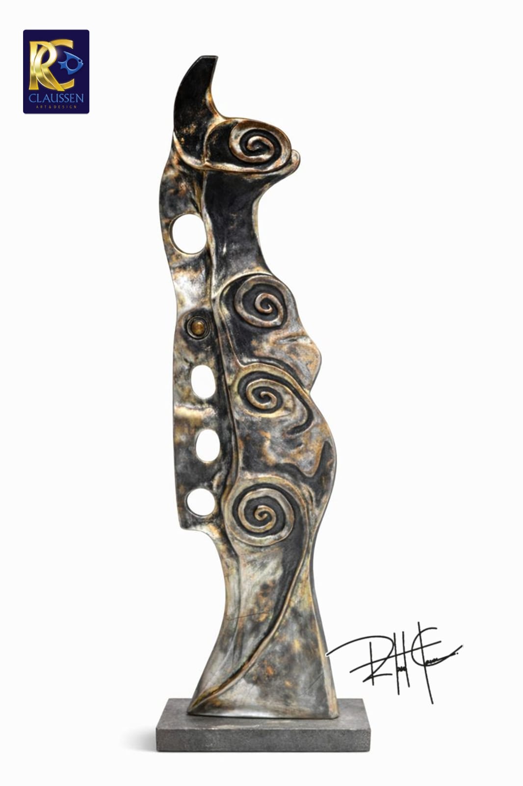 Espirales — Bronce patinado, 2018. Escultura de Roberto Claussen.