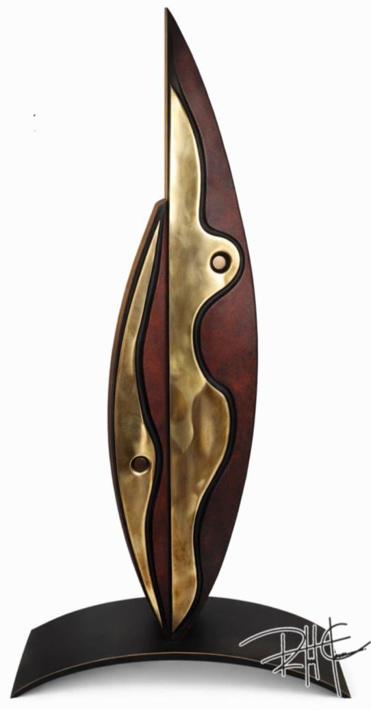 Obeliscos — Escultura. Mogno maciço · bronze e aço. Roberto Claussen.