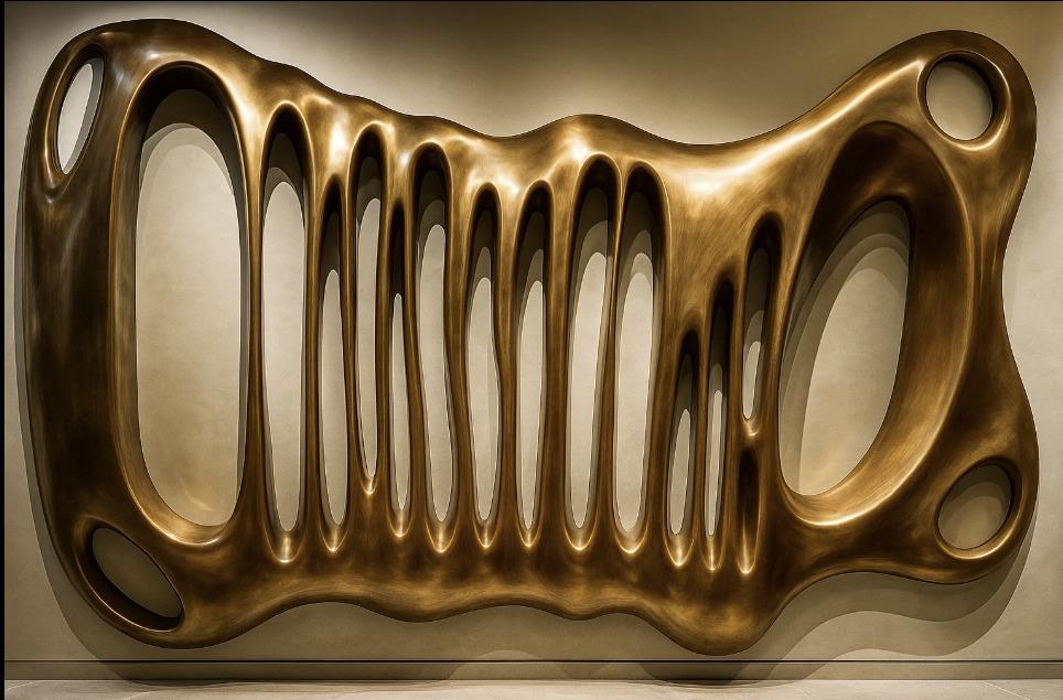 Estalactites e Estalagmites — Bronze maciço puro. Relevo mural de Roberto Claussen.